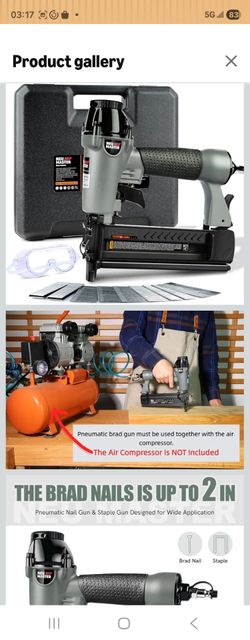 NEU Master Nail Gun, 2 in 1 Pneumatic Brad Nailer/Staple Gun
Upholstery Stapler Works with Air Compressor(NOT Included), 18GA Nails & Crown Staples, f