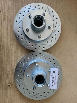 Chevy Malibu 79-81 Front Drill Slot Rotors Ceramic Brake Pads