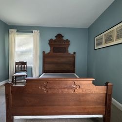 Antique Headboard, Footboard, Frame & Box Spring 