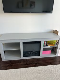 Gray TV Stand With Fireplace