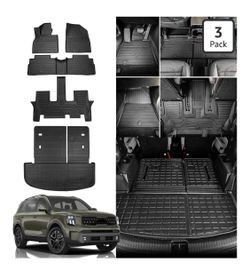 Floor Mats Compatible with 2020-2025 Kia Telluride 7&8 Seats Trunk Mat Cargo