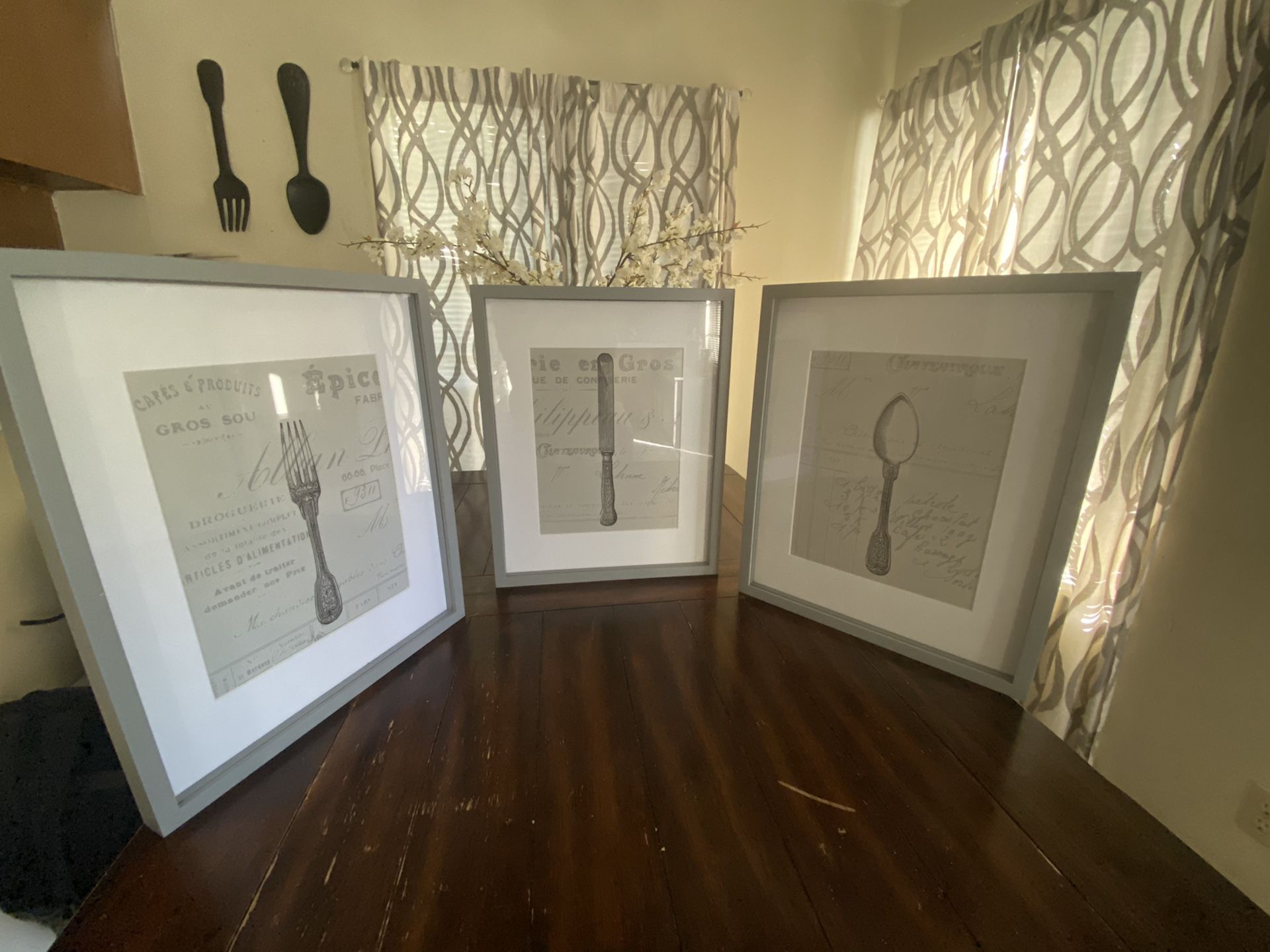 Three (3) Grey Picture Frames