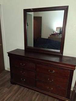 Cherry Wood Dresser with Mirror
