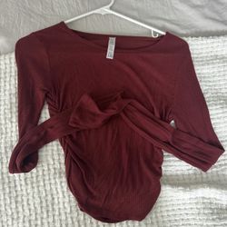 ALO Dark Red Long Sleeve Shirt 