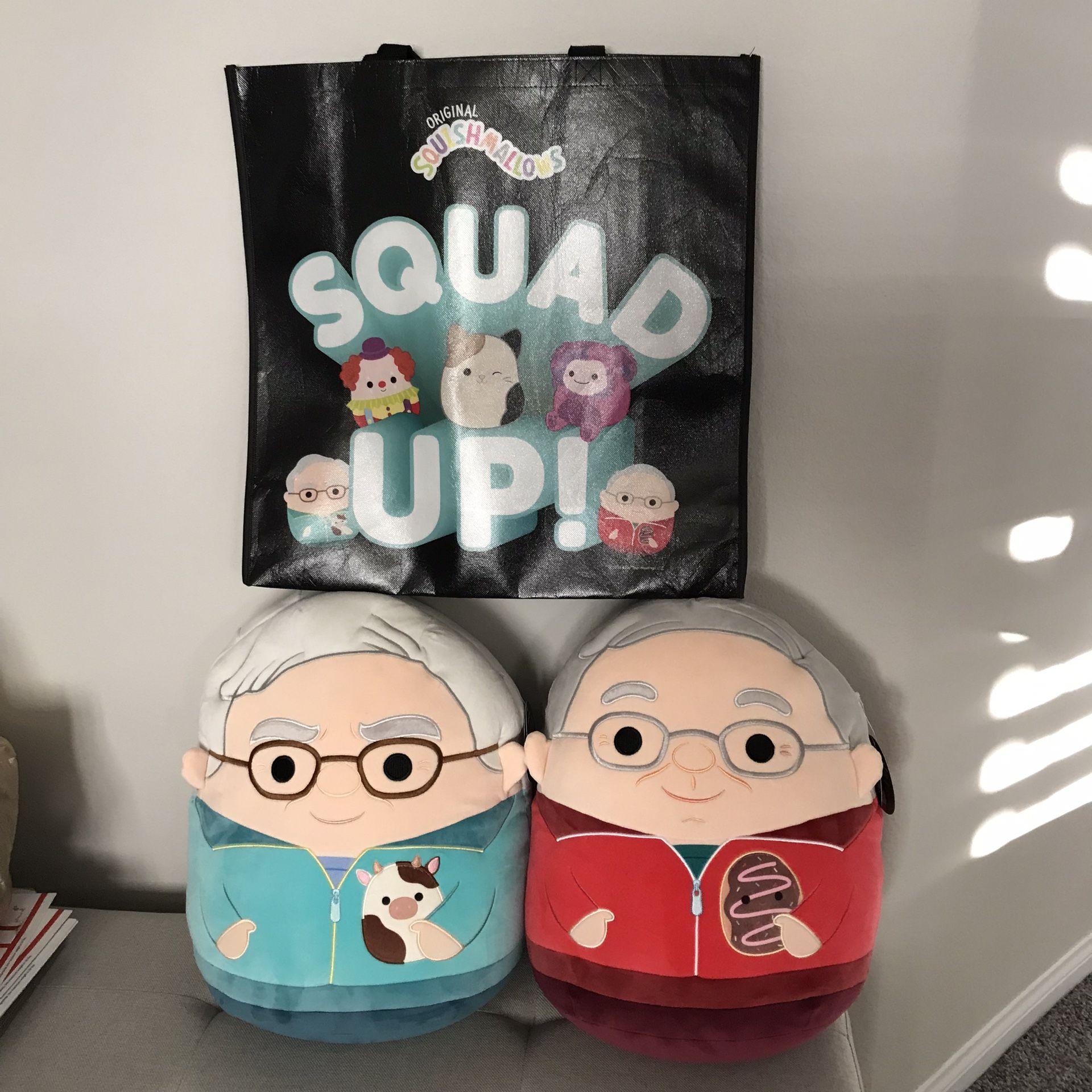 Squishmallows 16” Warren Buffett and Charlie Munger Limited Edition w/ Tote Bag 2024 Toy