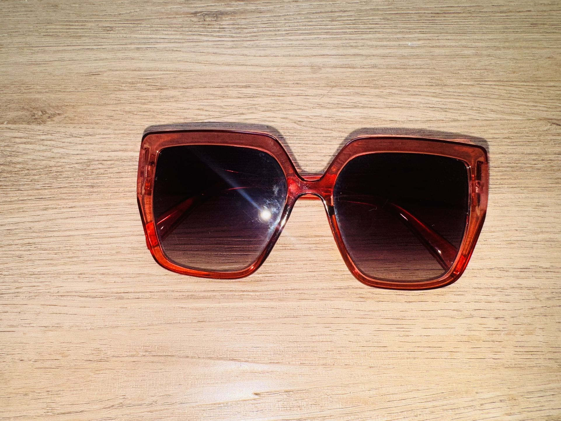 Vibrant Red Geometric Sunglasses with Chunky Design