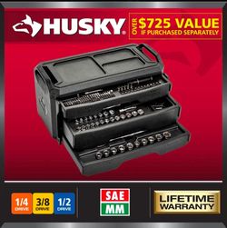 Husky Mechanics Tool Set
This is a Husky Mechanics Tool Set from the brand Husky.

280-PIECES. 
$150 cash