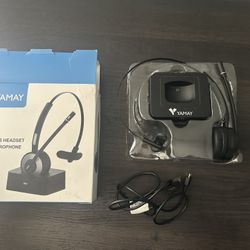Black Yamay M98 Bluetooth wireless headset and Charging Base 
