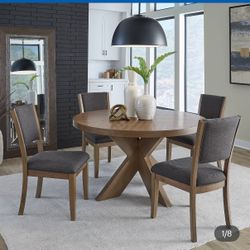 Dining Table Round and 4 Chairs Set