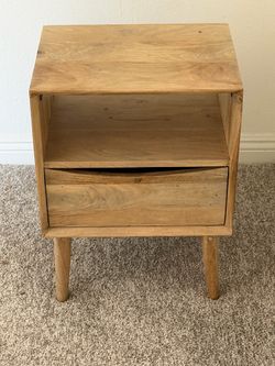 Solid Wood Nightstand / Side Table — Mid-Century Modern