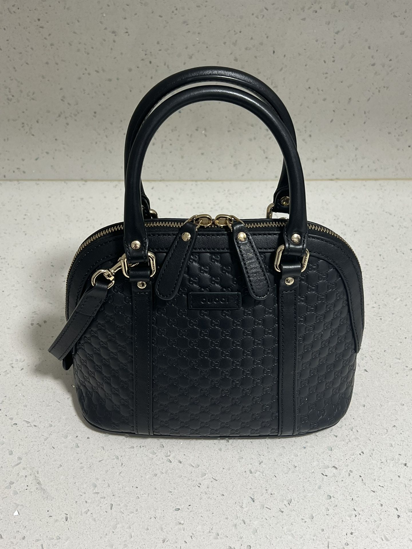 Gucci Authentic Micro Guccissima Black Handbag Shoulder Bag 2-way