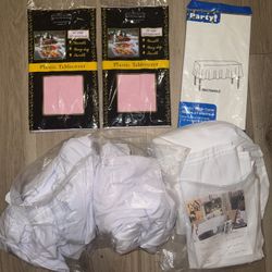 Tablecovers 7 Pack White Rectangle Cloth Covers & pink 