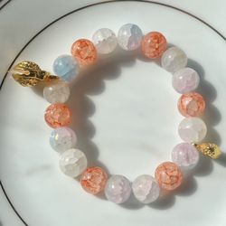 Rainbow Gemstones 24k gold lucky bag Bracelet, fengshui Spiritual /Mala Beads