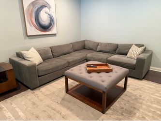 West Elm Urban 3-Piece L-Shaped Sectional – Distressed Velvet Mineral Gray – Premium Down Blend Cushions