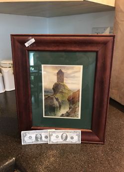 Framed picture of castle up high