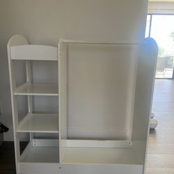 Kids Clothes Rack With 3 Tier Shelves