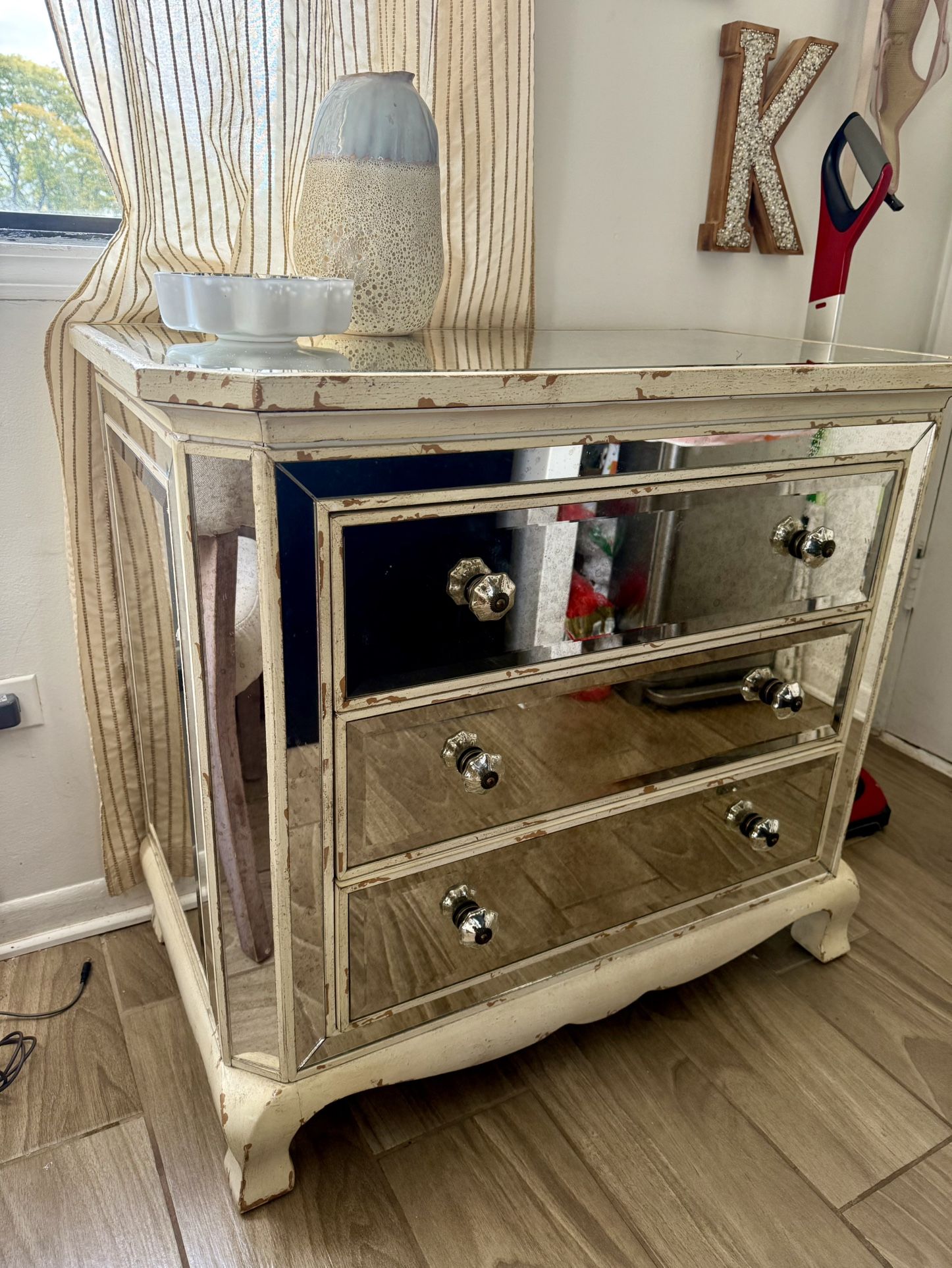 Lightly Used But Still Beautiful piece & Very Luxurious Dresser Or Hollway Cabinet From Walter Smith , Wooden With 3 Deep Drawers! W”36,H”32.5”, D”20