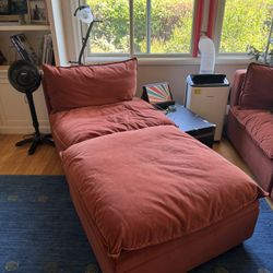 Gorgeous XL Albany Park modular Rust Orange sofa 6 pc + 2 ottomans