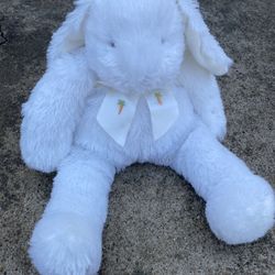 Bunnies By The Bay White Floppy Ear Rabbit Satin Stiched Carrot Bow Bean Filled