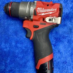 Milwaukee 1/2 Inch Hammer Drill Driver M12 12v Fuel Tool Tools Red Lithium CP 2.0 Li-ion Brushless Construction Job Site Professional Rechargable LED