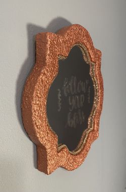 “Follow Your Bliss!” Custom-made Small Moroccan-motif shaped Paper mache Mirror