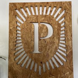 Carved “P” Wood Sign By Local Unknown Artist