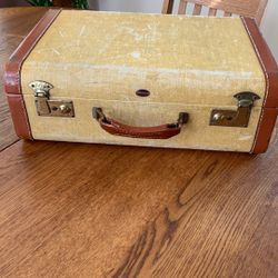 Vintage Tweed & Leather Towne Suitcase