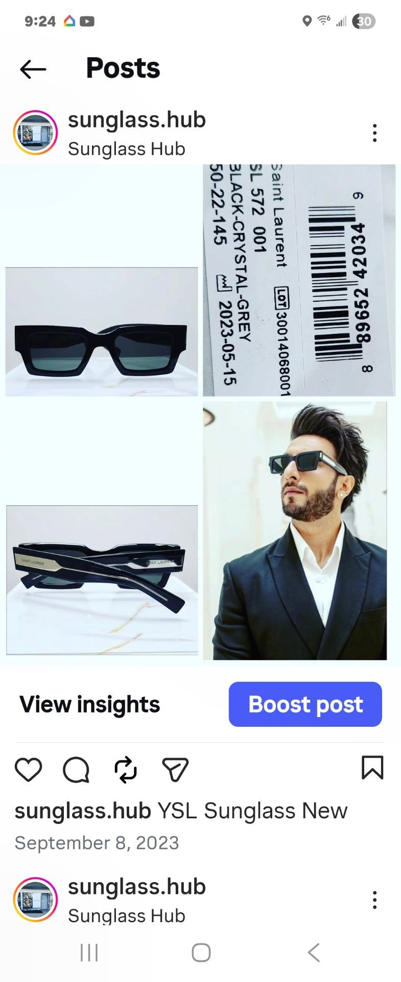 Ysl Sunglass New
