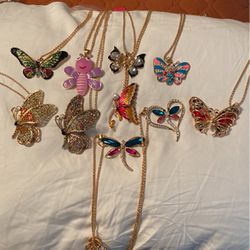 Betsey Johnson butterfly, dragonfly Crystal  necklaces