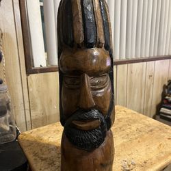 Vintage Art  Wood  Carved  Rastafarian