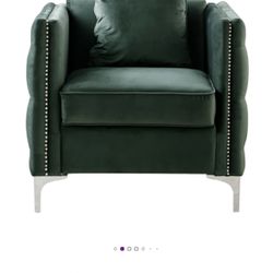 GREEN VELVET ACCENT CHAIRS [ FREE OTTOMAN]