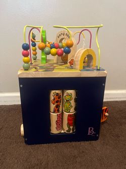Child wooden activity cube