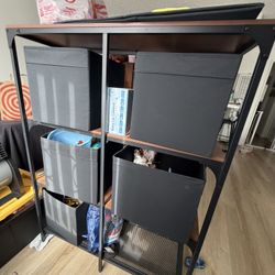 Black And Brown Shelving Unit