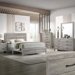 4- Pc Bedroom set Dresser,Mirror  Nightstand (1) Queen size bed frame  Not including Mattress and Box Sp