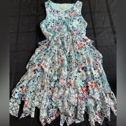 Disney Cinderella girls size 7/8 multi colored floral tiered ruffled handkerchief hem dress - perfect for Easter 