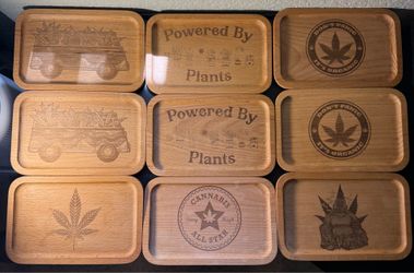 wooden rolling trays etched