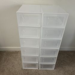 SEE SPRING 12 Pack Shoe Storage Box, Clear Plastic Stackable