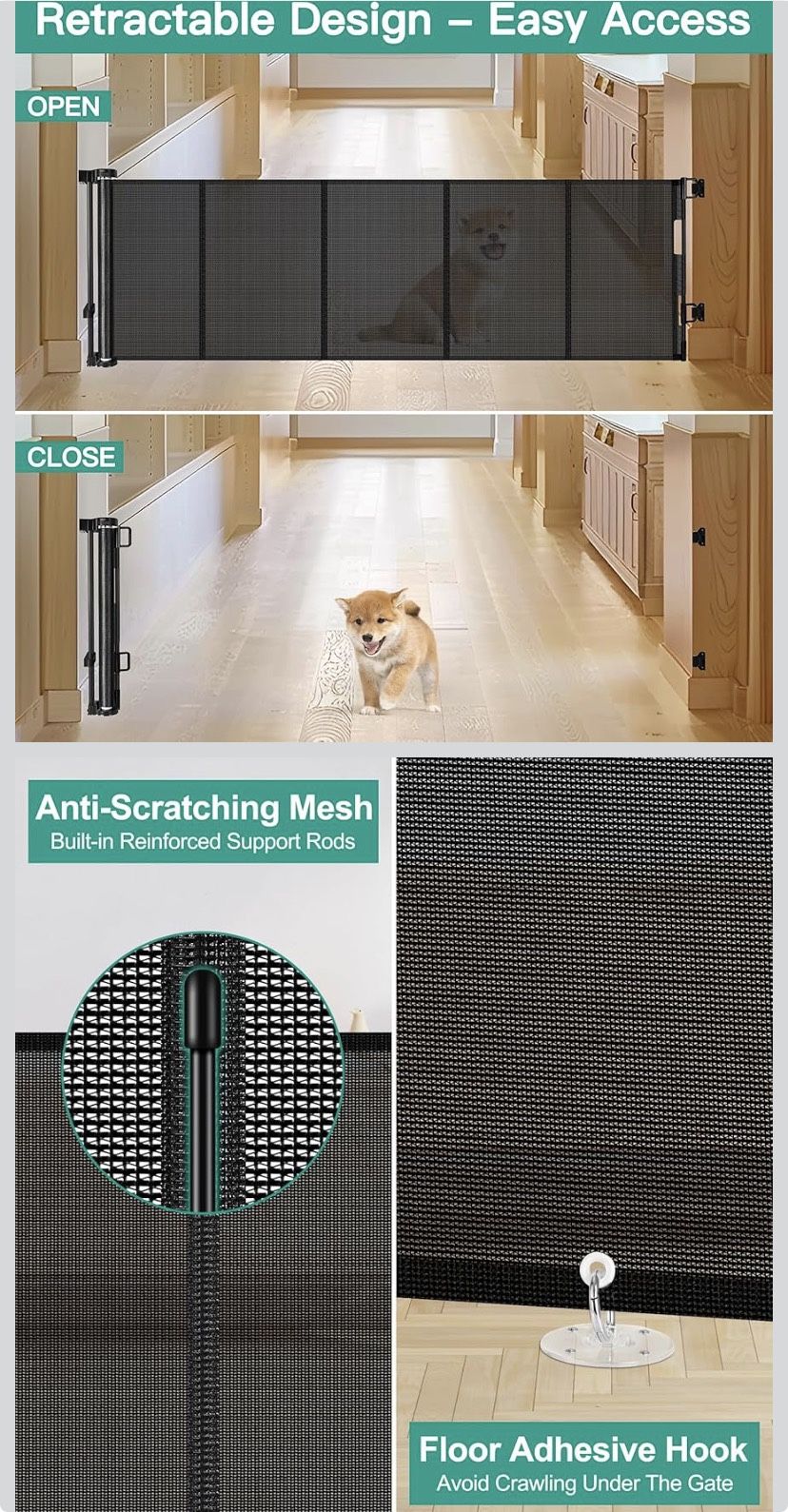 New 20x80 retractable gate for babies or pets