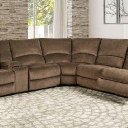Brand New Brown Super Plush Power Reclining Sectional Sofa 