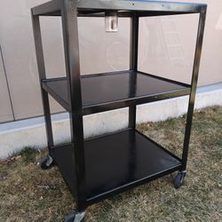 Metal Storage Push Cart on Wheels 28" x 24" x 42.5" tall