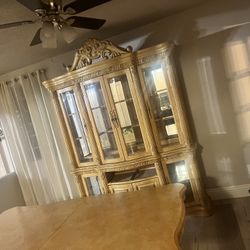 Dinner Table,China Cabinet And 6 Chairs Real Wood