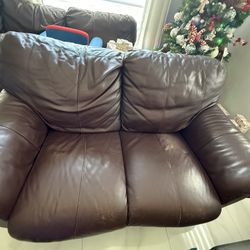 Brown Leather Sofa & Loveseat Set – MUST GO