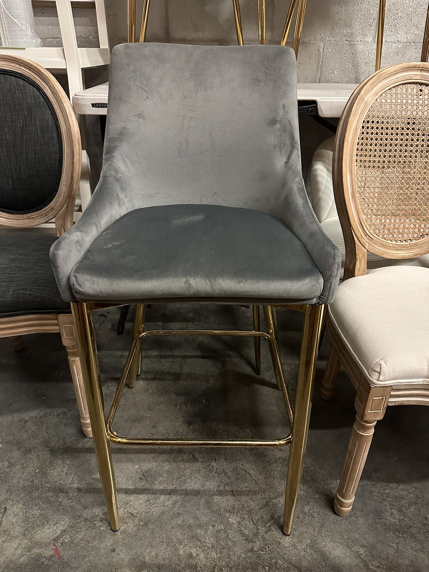 Velvet Bar Stools Grey