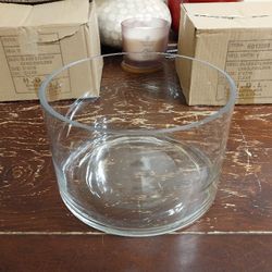New In The Box Glass Cylinder Candle Holder 8 Inch By 5 In Height Clear From HDL Company Boston Mass