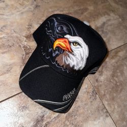 Vintage Y2K Bald Eagle Embroidered Graphic Strapback Hat Black