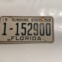 Vintage License Plate Florida 1959