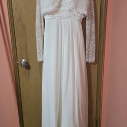 Christian Michele Wedding Dress  Strapless with Lace Overlay Size 8 Ivory