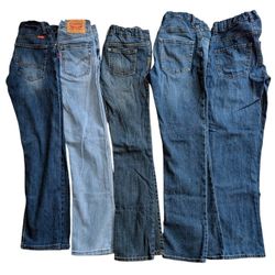 BOYS Jeans 5 Pairs LOT Kids Denim Slim Blue Stretch Sz 12