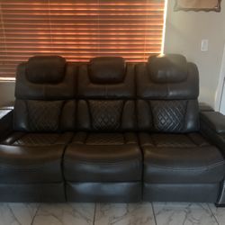 Sofa and Love Seat Set - Power Recliners, LED