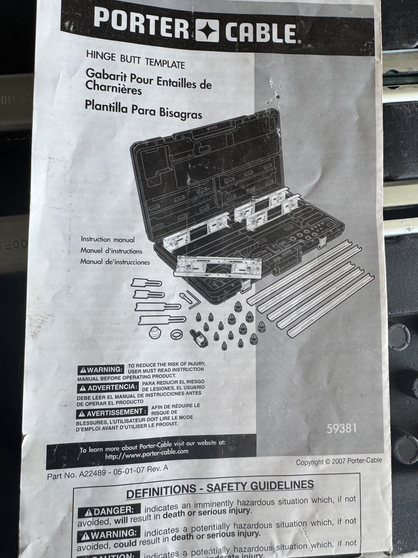 Porter Cable Hinge Butt Template Kit